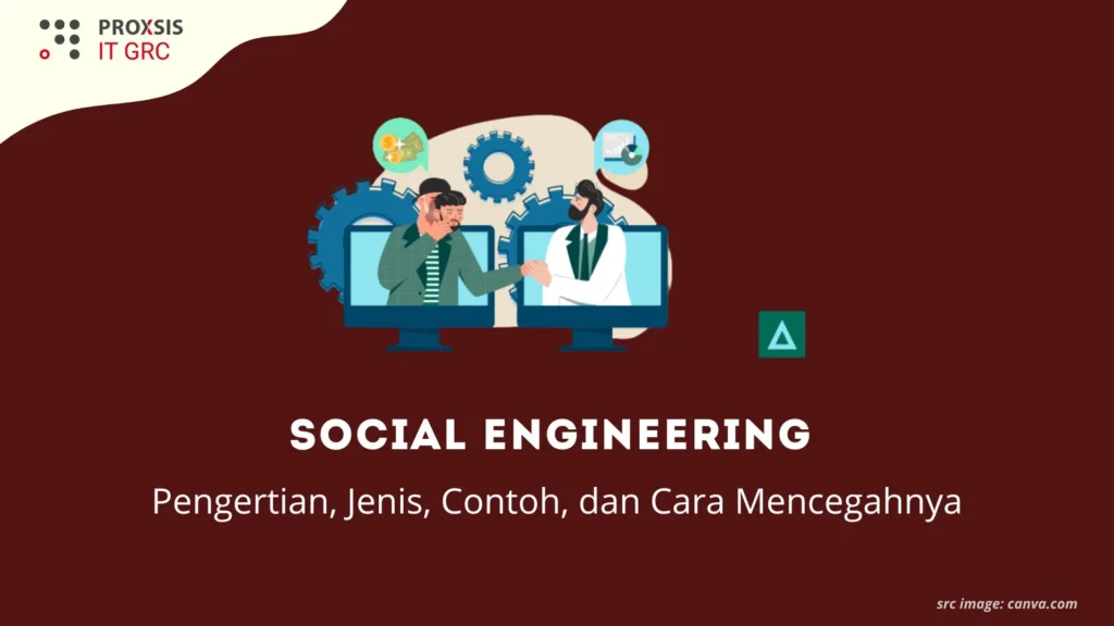 Ilustrasi social engineering dan metode pencegahannya di lingkungan kerja dan digital.