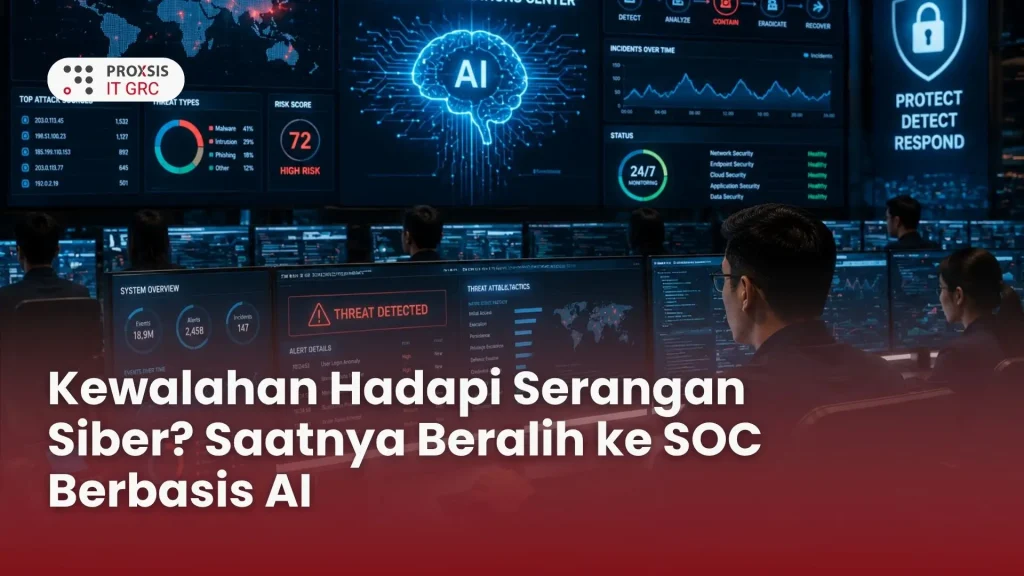 Ilustrasi ruang komando Security Operation Center (SOC) modern