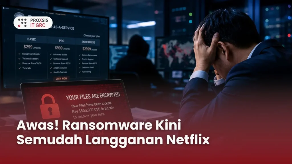 Ilustrasi cara kerja ekosistem Ransomware as a Service